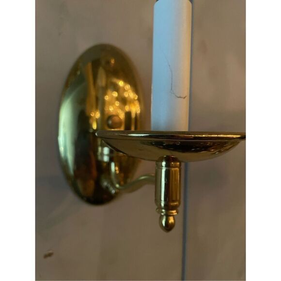 Vintage Simple Colonial Style Solid Brass Wall Sconse One Light Arm - Picture 6 of 6
